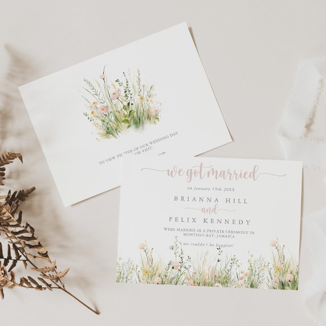 Greenery Boho Wildblome Elopement Announcement Meddelande (Skapare uppladdad)