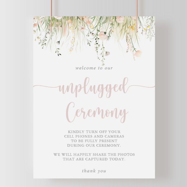 Greenery Boho Wildblome Opluggat Ceremony-tecken Poster (Skapare uppladdad)