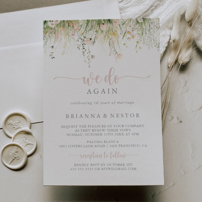 Greenery Boho Wildblome vi gör igen Vow Renewal Inbjudningar (Skapare uppladdad)