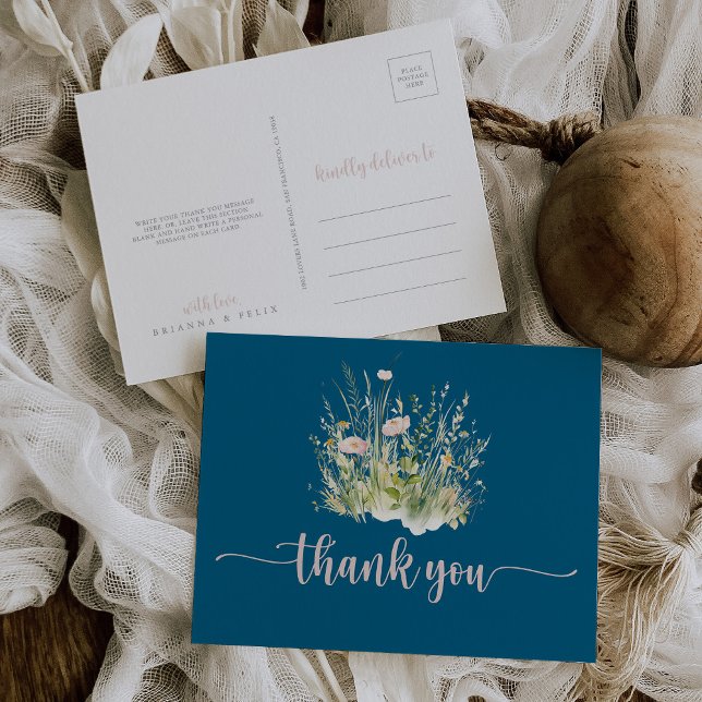 Greenery Boho Wildblomens Tack Postcard Vykort (Skapare uppladdad)