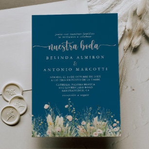 Greenery Boho Wildblomflottan Nuestra Boda Bröllop Inbjudningar