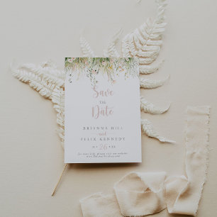 Greenery Boho Wildblomma Bröllop Spara Datumet