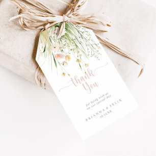 Greenery Boho Wildblomma Bröllop Tack Presentetikett