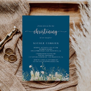 Greenery Boho Wildblomman Christening Inbjudningar