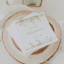 Greenery Boho WildblommBaby Shower Napkins Pappersservett