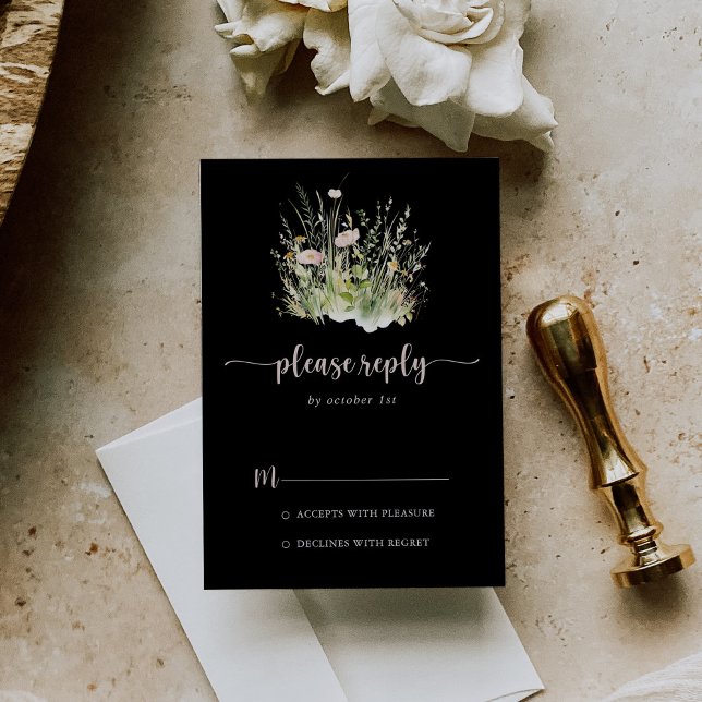 Greenery Boho WildblommBlack OSA Kort (Skapare uppladdad)