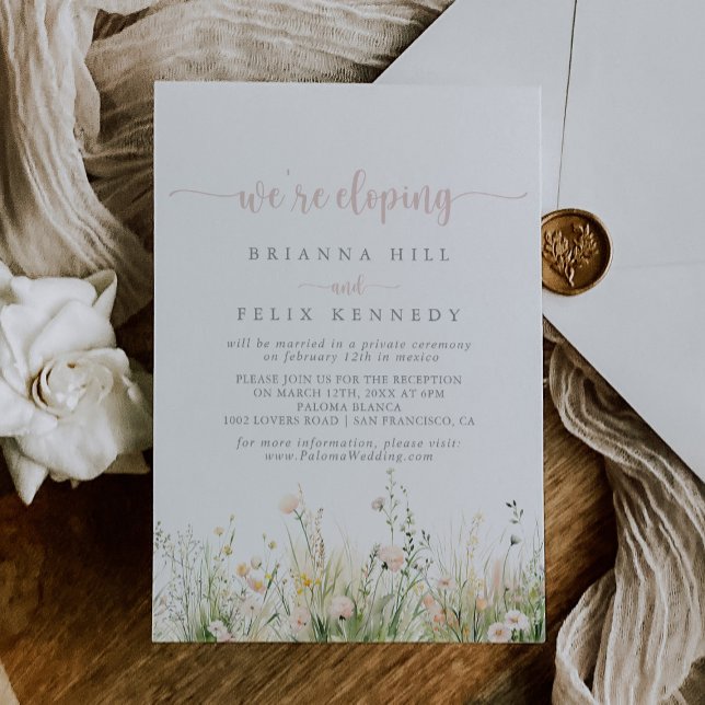 Greenery Boho Wildblomme Elopement Reception Inbjudningar (Skapare uppladdad)