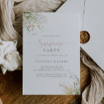 Greenery Boho Wildbloms inbjudan till överraskning<br><div class="desc">Den här inbjudan till den gröna boho-festen är perfekt för en julfödelsedag,  pension eller någon överraskning party. Utformningen har vattenfärgsrosa,  ,  gult och vita vilda blommor som ordnats i eleganter.</div>