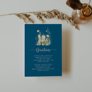 Greenery Boho Wildbloms Navy Bröllop Directions Tilläggskort