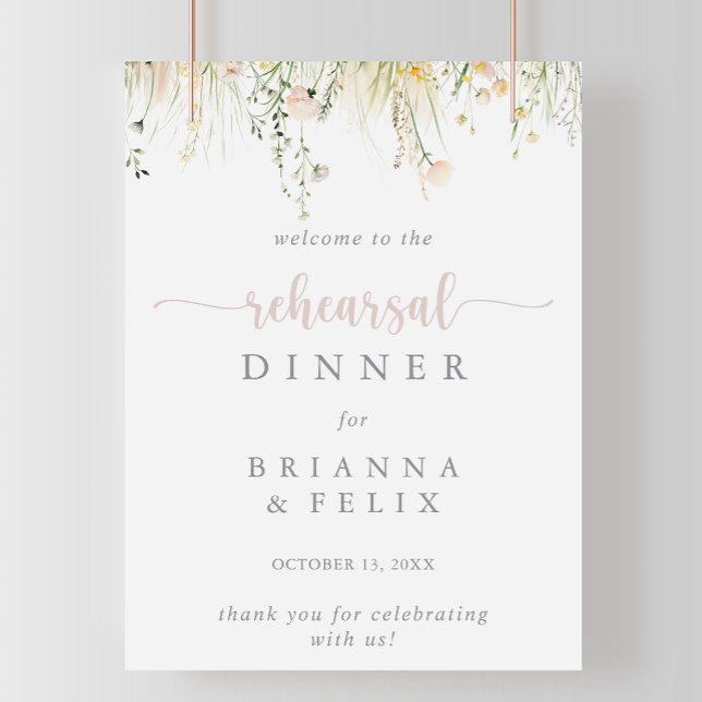 Greenery Boho Wildbloms Rehearsal Dinner Välkommen Poster (Skapare uppladdad)