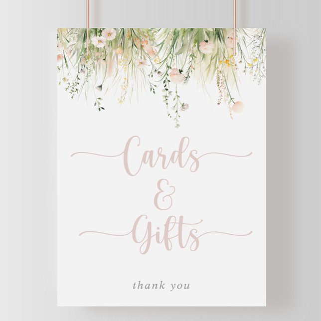 Greenery Boho Wildblomskort och presentkort Poster (Skapare uppladdad)