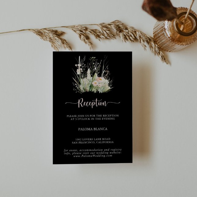 Greenery Boho Wildblomsvart bröllopsmottagning Tilläggskort (Skapare uppladdad)