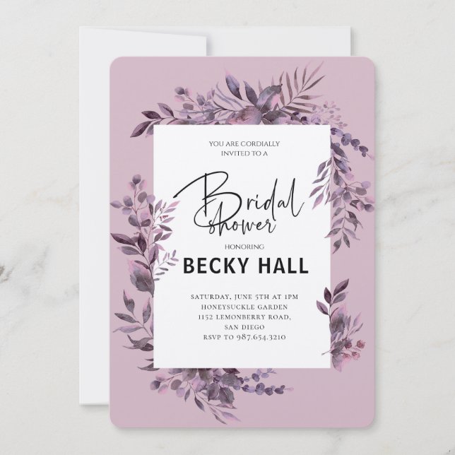 Greenery Border Bridal Shower Invitation Inbjudningar (Framsida)