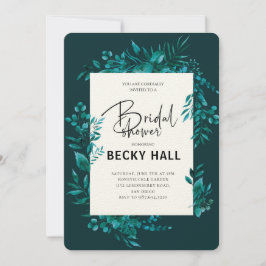 Greenery Border Bridal Shower Invitation Inbjudningar