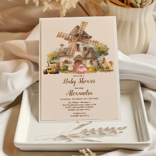 Greenery Boskap Barnyard Boy Shower Inbjudningar