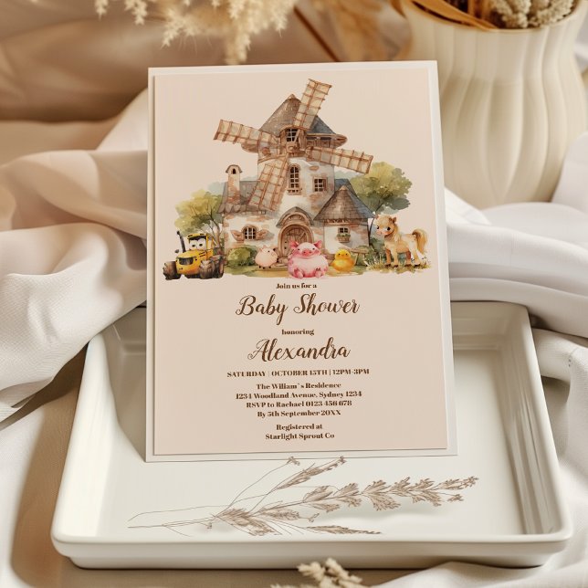 Greenery Boskap Barnyard Boy Shower Inbjudningar (Skapare uppladdad)