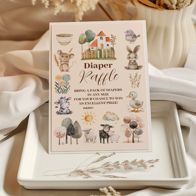 Greenery Boskap Barnyard Raffle Diapper Tilläggskort (Skapare uppladdad)