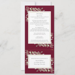 Greenery Botanical All In One Burgundy Bröllop Inbjudningar