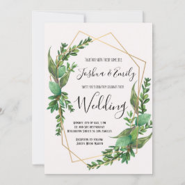 Greenery Botanical Blommigt Geometrical Bröllop Inbjudningar