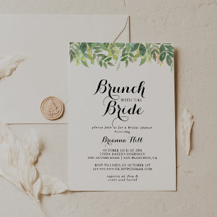 Greenery Botanical Brunch med Bride Shower Inbjudningar