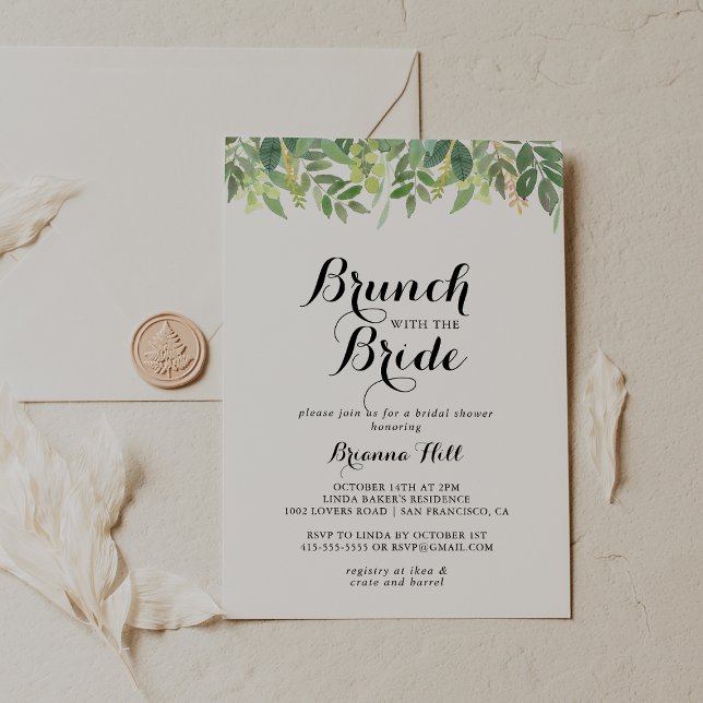 Greenery Botanical Brunch med Bride Shower Inbjudningar (Skapare uppladdad)