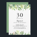Greenery Botanical Foliage 30års födelsedag Party Inbjudningar<br><div class="desc">Denna gigantiska inbjudan till botaniskt löv från 30års födelsedag är perfekt för en enkel födelsedagsfest. Denna vackra vattenfärgsdesign har en botanisk grönt bladverk.</div>