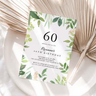 Greenery Botanical Foliage 60:e Födelsedagsfesten Inbjudningar