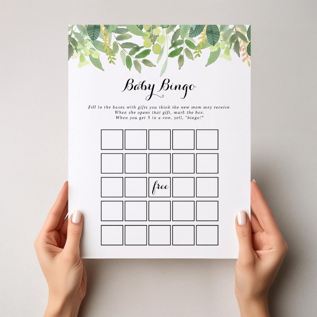Greenery Botanical Foliage Baby Bingo Shower Game (Skapare uppladdad)