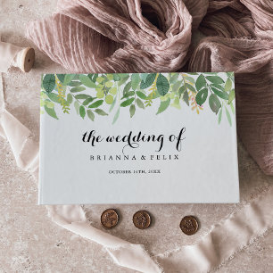 Greenery Botanical Foliage Calligraphy Bröllop Gästböcker