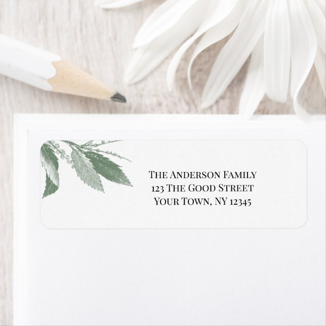 Greenery Botanical Löv Returadress Etikett (Insitu)