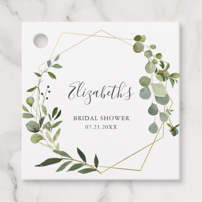 Greenery Botanisk Bröllopsfest Gåvor Etiketter (Framsida)