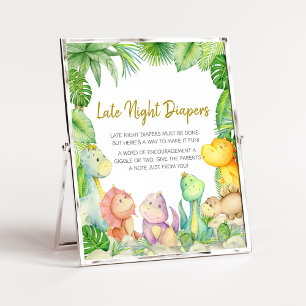 Greenery Boy Dinosaur Baby Late Night Diaper Poster