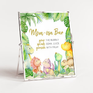 Greenery Boy Dinosaur Baby Shower Mamma Osa Pub Poster