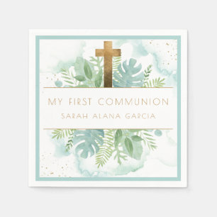 Greenery Boy/Girl First Communion Blue Mint Pappersservett