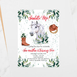 Greenery Boy Horse Födelsedagsfest Inbjudningar