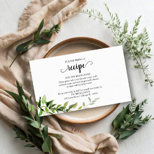 Greenery Bridal Shower Recept för receptförfrågan Tilläggskort
