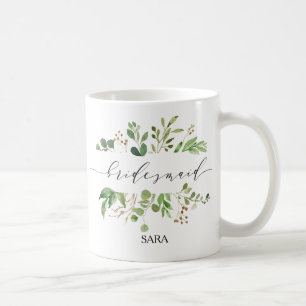 Greenery Bridesmaid Personlig-11 Kaffemugg