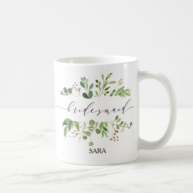 Greenery Bridesmaid Personlig-11 Kaffemugg (Höger)