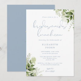 Greenery Bridesmaids Luncheon Dusty Blue Inbjudningar