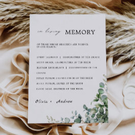 Greenery Bröllop in Loving Memory Sign, Inbjudningar