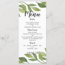 Greenery bröllop meny foliage land TEMPLATE
