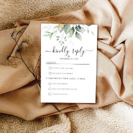 Greenery Bröllop OSA-kortet Eucalyptus Guld Blommi OSA Kort