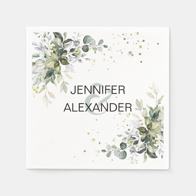 Greenery bröllop pappersservett (Framsidan)