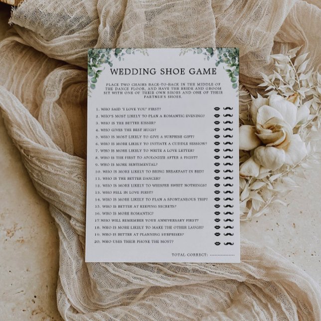 Greenery Bröllop Shoe Game Template Inbjudningar (Greenery Wedding Shoe Game Template, Invitation)