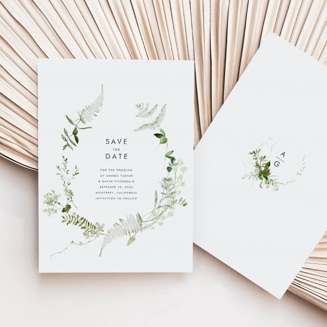 Greenery Bröllop spara datum Card Spara Datumet (Greenery Wedding Save the Date Card)