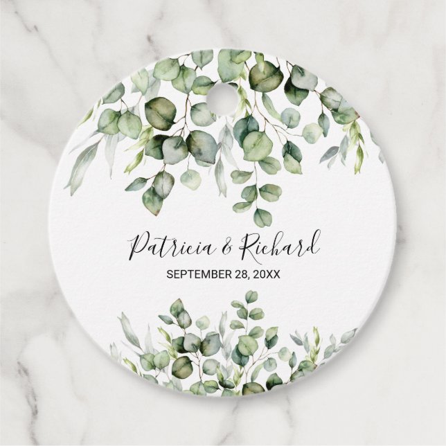 Greenery Bröllop Tack Gåvor Etiketter (Framsida)