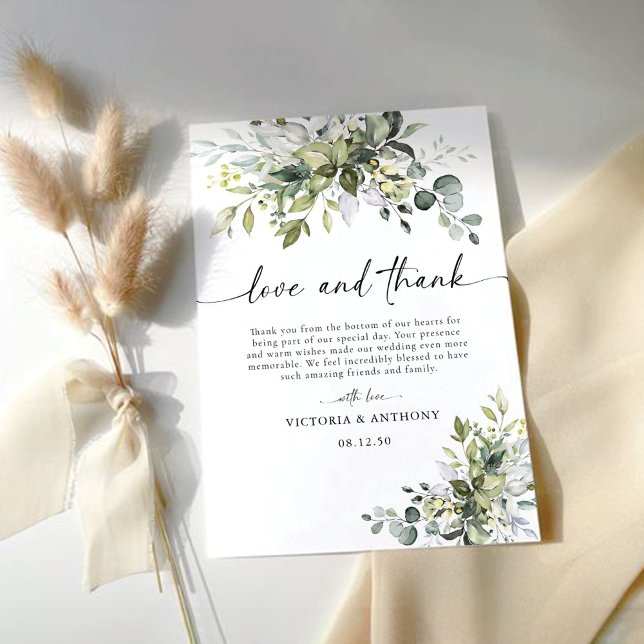 Greenery Bröllop, tack. Tack Kort (Skapare uppladdad)