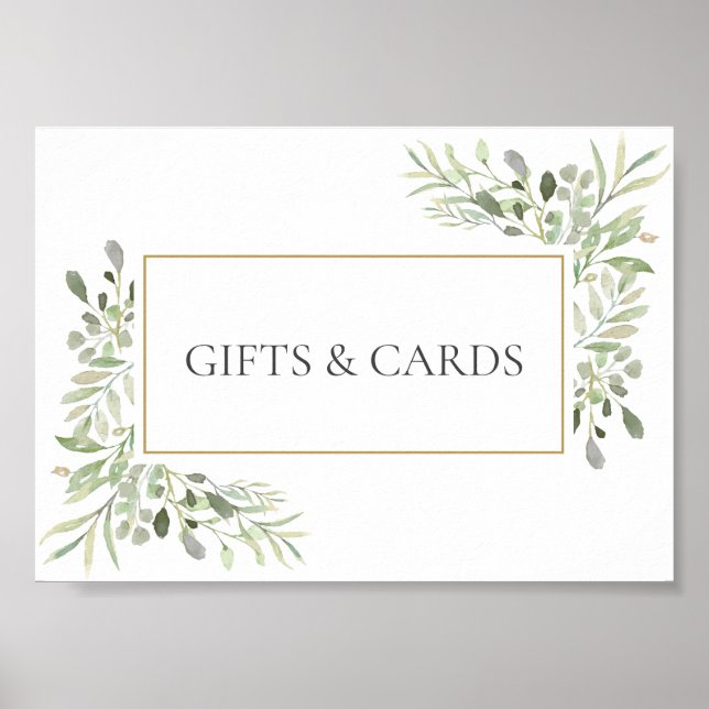 Greenery Bröllop Watercolor Löv Sign Poster (Framsidan)