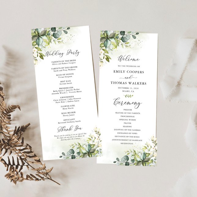 Greenery Bröllopsprogram Program (Skapare uppladdad)