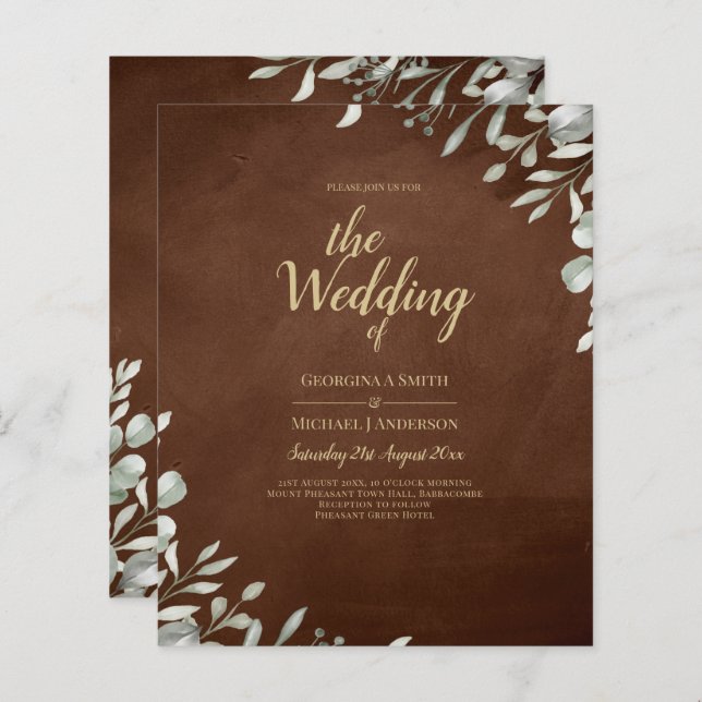 Greenery Brown Bröllop Fall Winter (Fram/baksida)